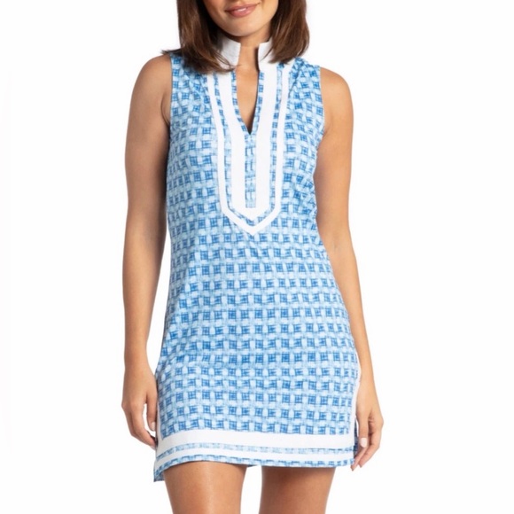 Cabana Life Blue White Sleeveless Dress Size S Resort Beach - Picture 2 of 7